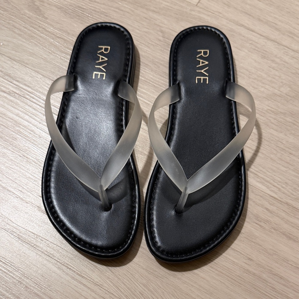 RAYE Black Slide Sandals with Translucent Straps